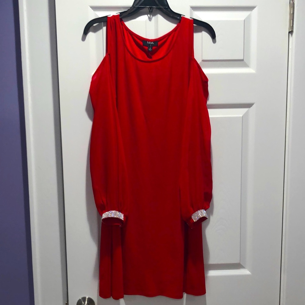 Red mesh long sleeved mini dress - NWT